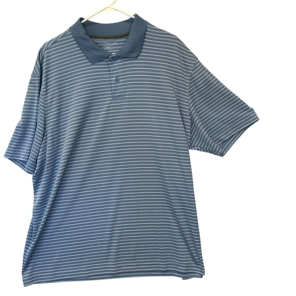 Croft & Barrow Men's 2-Button Golf Polo Shirt Se XXL in Blue Stripes Activewear
